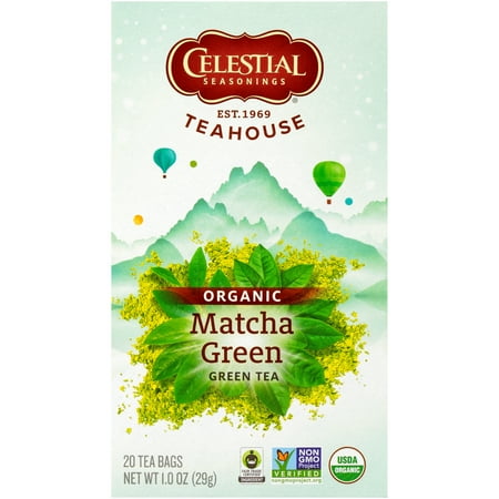 Celestial Seasonings Organic Teahouse Matcha Green Tea Bags, 20 Ct