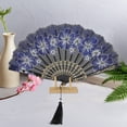 thumbnail image 4 of Unique Bargains Rose Lace with Tassel Folding Fan for Weddings and Parties 1 Pc Blue, 4 of 5