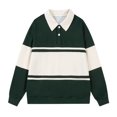 thumbnail image 1 of toraway Ensemble Chandail en Molleton Fille Surdimensionné Chandail en Molleton Col Rabattu Boutonné Manches Longues Pull-Over Automne 2024 Style Décontracté Universitaire Mode Top TTTG, 1 of 4