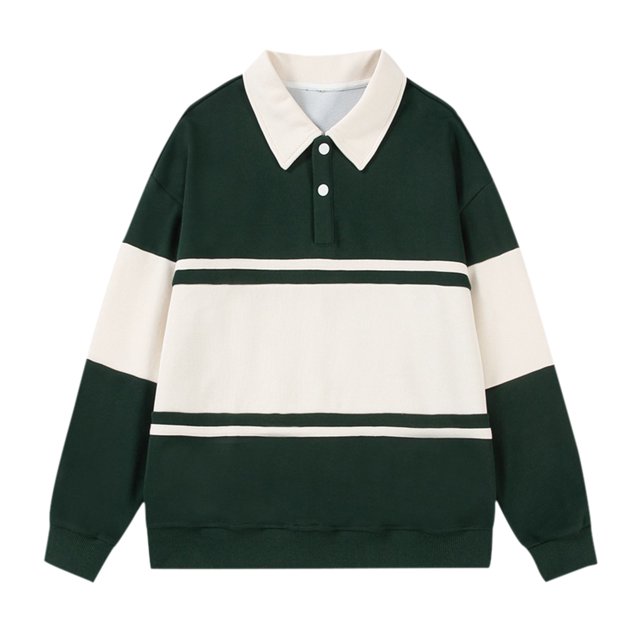 toraway Ensemble Chandail en Molleton Fille Surdimensionné Chandail en Molleton Col Rabattu Boutonné Manches Longues Pull-Over Automne 2024 Style Décontracté Universitaire Mode Top TTTG