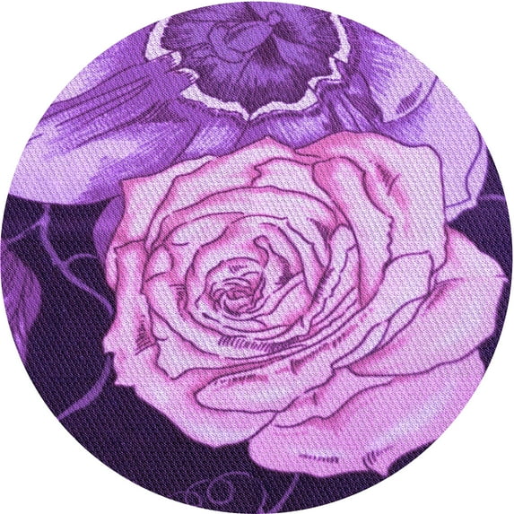 Ahgly Company Indoor Round Patterned Violet Purple Area Rugs, 3' Round