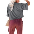 thumbnail image 3 of Summer Solid Color Women Half Sleeve Crop Tops Casual Female Girls T-Shirt, 3 of 5