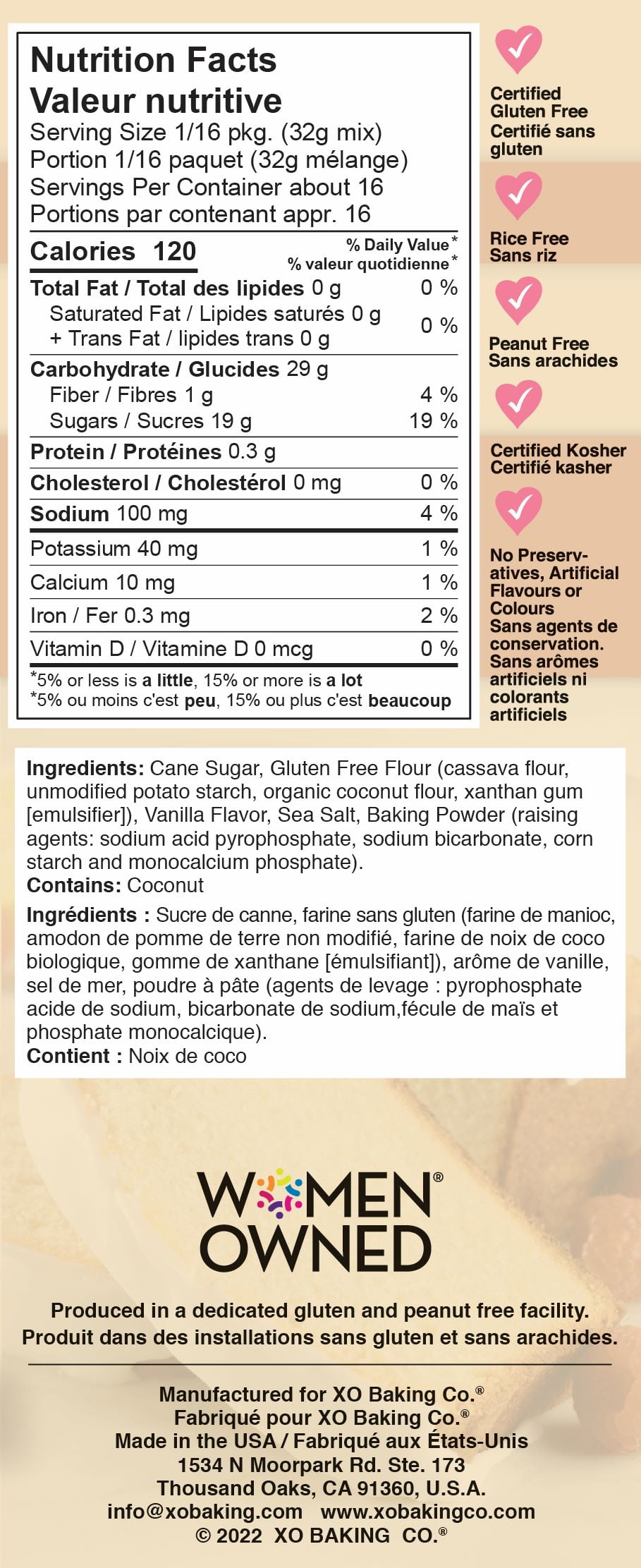 XO Baking Co. Verified Non-GMO & Gluten Free Pound Cake Mix, 18 oz Box
