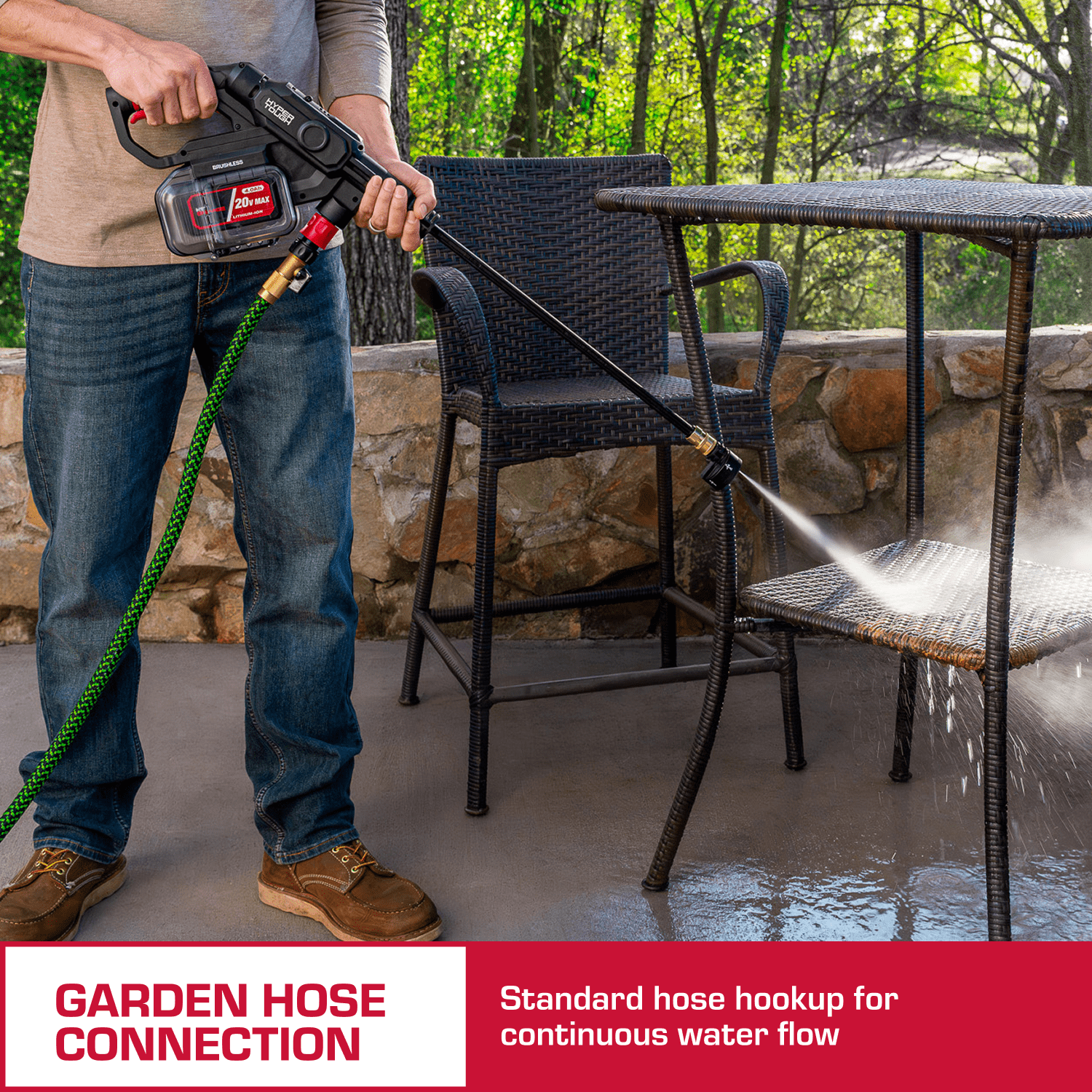 Open Box Hyper Tough 710 PSI 20V Brushless Cordless Portable Pressure Cleaner with 20V Max 4.0Ah Battery and Charging Cable