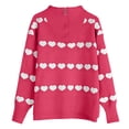 thumbnail image 6 of QSAWXQZ Women's Valentine's Sweater Knitting V Neck Heart Print Striped Pullover Top Watermelon Red 2XL, 6 of 6