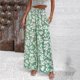 thumbnail image 4 of Women Floral Print Palazzo Pants Summer Bohemian Wide Leg Pants High Waist Casual Lounge Pant Trousers with Pockets Yellow X, 4 of 5