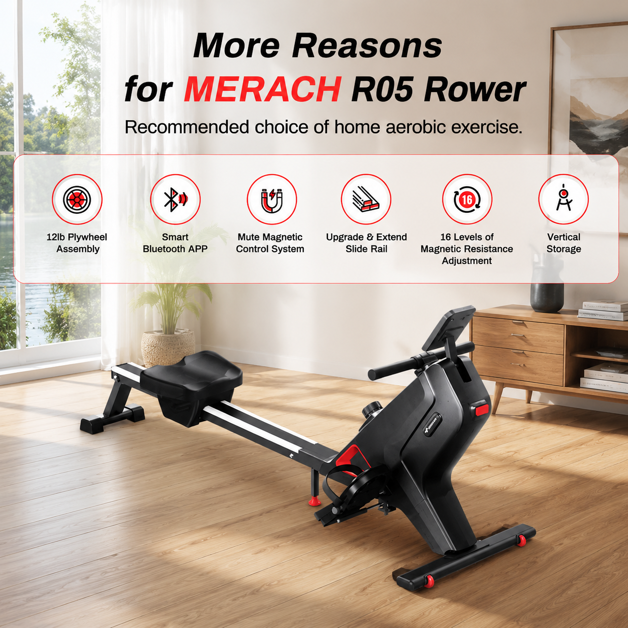 Merach Magnetic Rowing Machine, 16 Levels photo 2