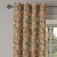 thumbnail image 2 of Ambesonne Brown and Blue Grommet Curtain, Swirls Circles, 50" x 72", Caramel Pale Blue Coral, 2 of 6
