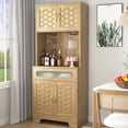 thumbnail image 4 of Freestanding Dining Room - 67'' Tall Cupboard Material With Gold Handles - High Kitchen Storage Buffet Wood Finish & Style Cabinet, 4 of 7