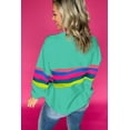 thumbnail image 3 of Women's Green Stripe Accent Long Sleeve Casual T-Shirt [ZhiHiMeRi] | (US 20-22)2XL, 3 of 5