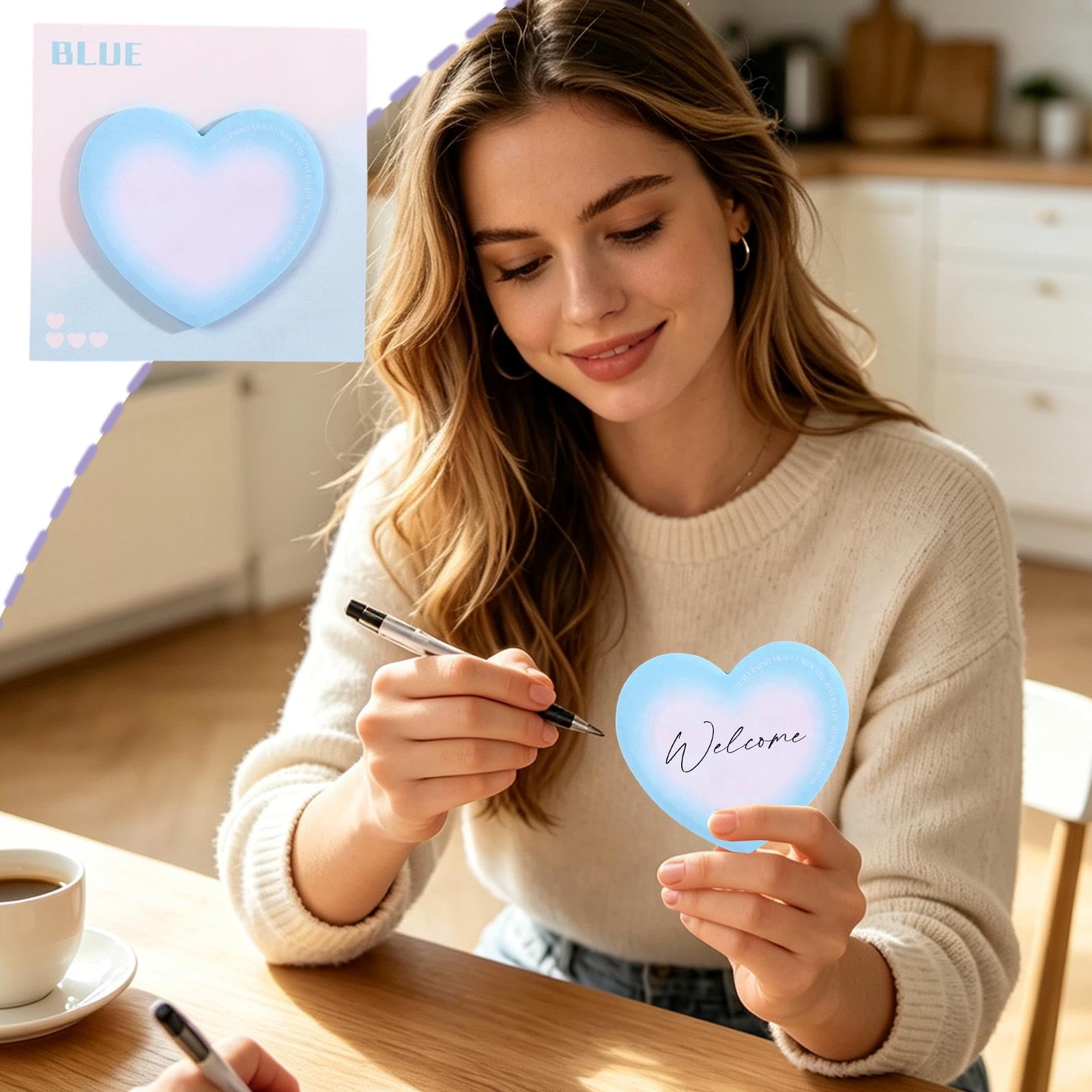 Gradient Colored Sticky Notes 2.36 inch Square Memo Pads Cute Self-Adhesive Note Stickers for Office Desk and Journaling 30 Sheets