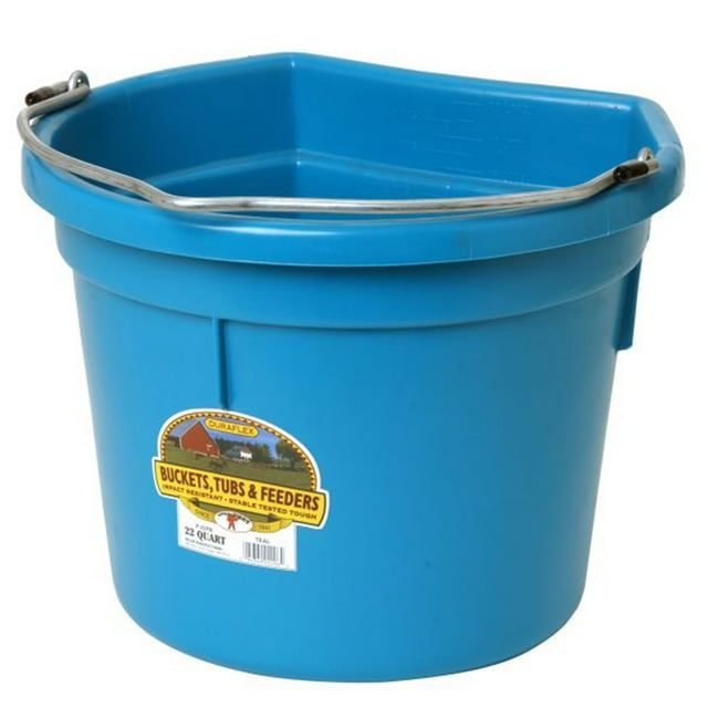 Little Giant Heavy Duty 22 Quart Flat Back Plastic Bucket with Metal Handle