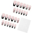 CHEEPUM Clear Half Nail Tips 24 Piece French Pattern Wearing Nail Black