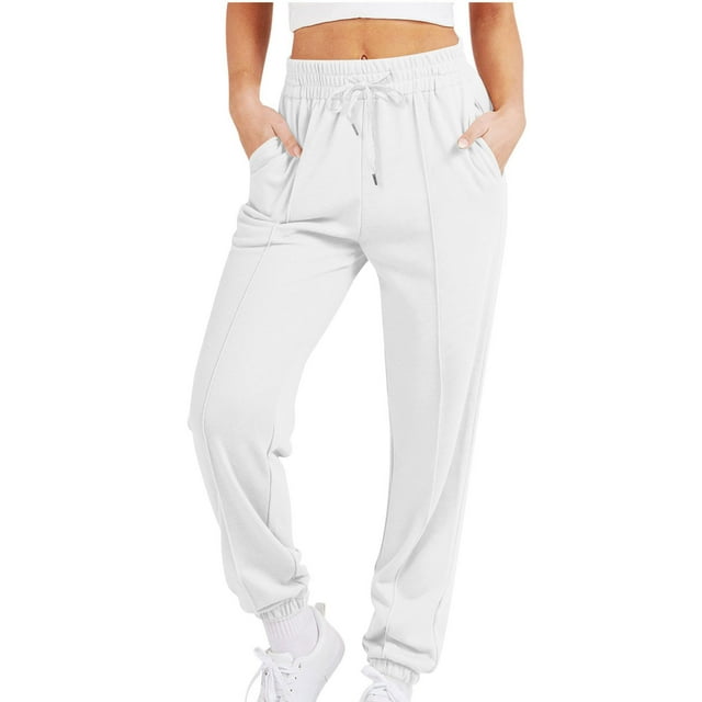 aidice Sweatpants Women Running Drawstring Elastic Waisted Ruched Workout Jogger Pants with Pockets
