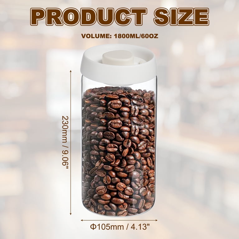 Uxcell Coffee Vacuum Container, 1800ml/60oz Glass Coffee Bean