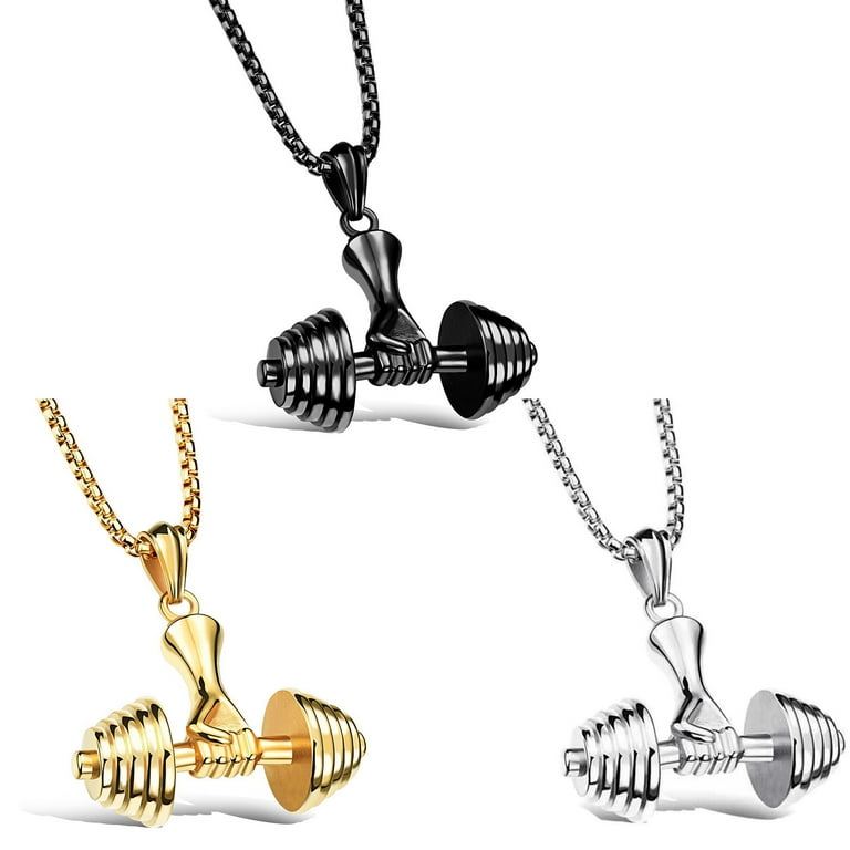 Silver X Black Dumbbell Necklaces Pack