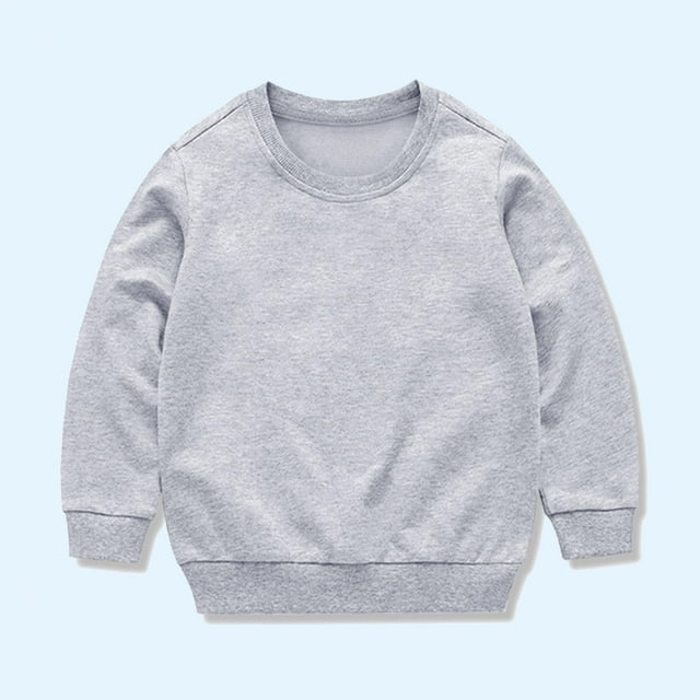 Milgrthf Chandail de Base Uni pour Tout-Petits Garçons Filles, Coton Mince, Manches Longues, Col Rond, Style Sport, Gris, 12 Ans