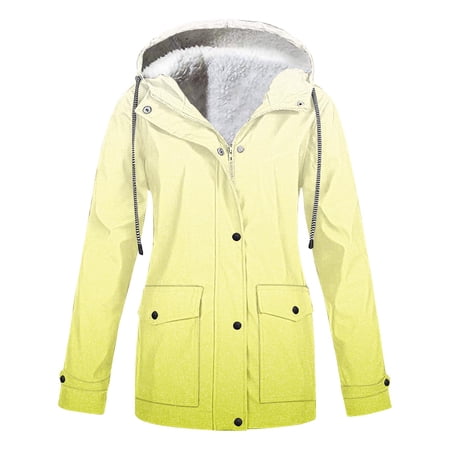 Patlollav Womens Jackets Outdoor Plus Size Drawstring Zipper Hooded Raincoat Windproof Tops Coat With Pocket Patlollav Womens Jackets Outdoor Plus Size Drawstring Zipper Hooded Raincoat Windproof Tops Coat With Pocket