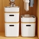 thumbnail image 5 of Caja de almacenamiento de plástico con cubierta de bambú para sala de estar, caja de almacenamiento para cosméticos, artículos diversos, dormitorio, caja de almacenamiento para ropa, caja de ajuste, 5 of 6