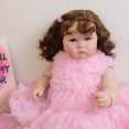 thumbnail image 2 of Reborn Baby Dolls, Chubby 24 inch Lifelike Newborn Real Life Poseable Realistic Cloth Body Doll for Girl with Clothes and Toy Gift for Kids Age 3+, 2 of 6