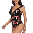 thumbnail image 3 of Yiaed Forest Mushrooms Print Women's Ruffled One Piece Swimsuit V Neck Swimwear Slimming Monokini for Woman-Large, 3 of 8