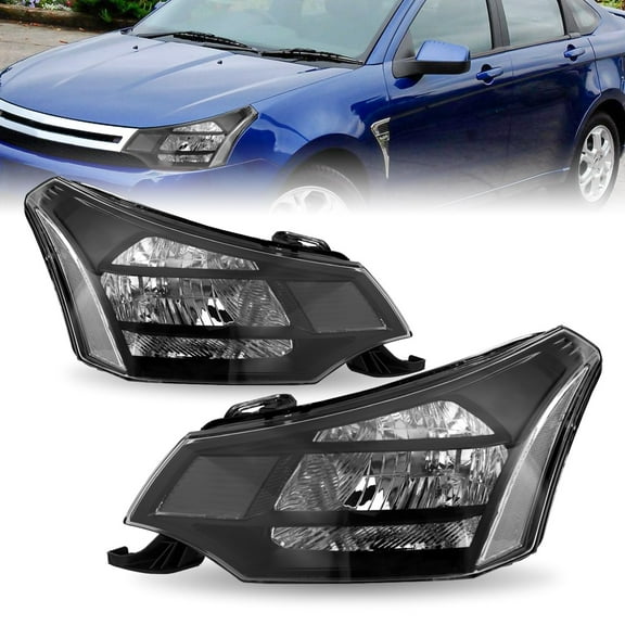 For 2008 2009 2010 2011 Ford Focus Factory Black Housing Headlights Left Right