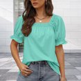 thumbnail image 1 of Camisetas De Mujer Camiseta de verano para mujer Camisetas sueltas con cuello cuadrado para fiesta (Verde M) Cgtredaw Para estrenar, 1 of 1