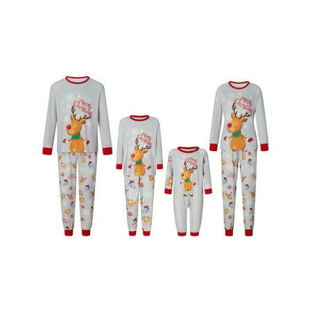 

Youweixiong Matching Family Pajamas Sets Christmas PJ s with Snowflake Elk Print Long Sleeve Tops and Pants Sleepwear Set