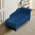thumbnail image 6 of ACMEASE Upholstered Chaise Lounge with Right Armrest & Lumbar Pillow,Button Tufted Lounge Sofa with Storage,Lounge Chair Indoor,Modern Velvet Lounge Chair for Bedroom, Living Room and Office, Blue, 6 of 7