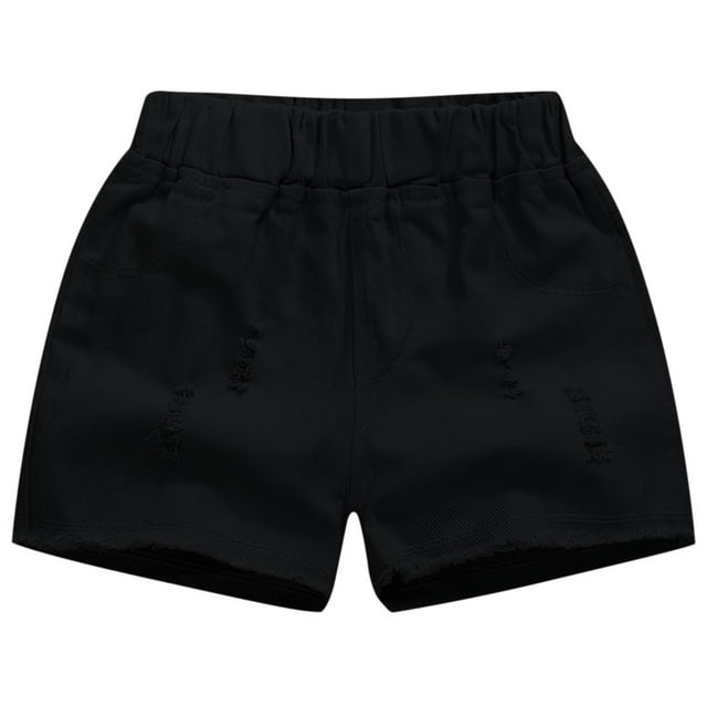 Birdeem Spring and Summer Cute Solid Girls Breaking Hole Pocket Elastic Waist Comfy Shorts Jeans