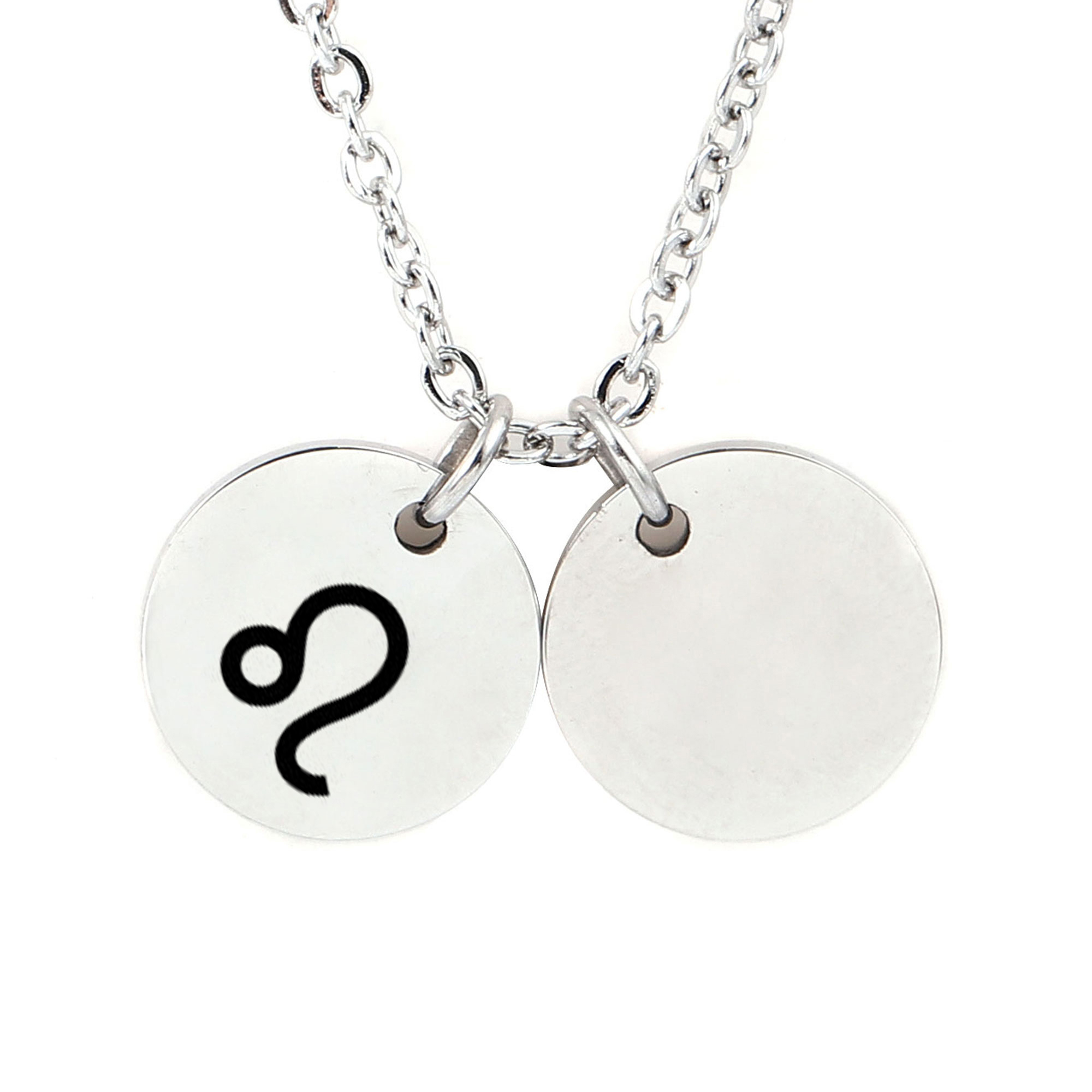 Anavia Stainless Steel Silver Personalized Round Constellation Initial Necklace Engraved Zodiac Symbol Jewelry 18 inch Chain