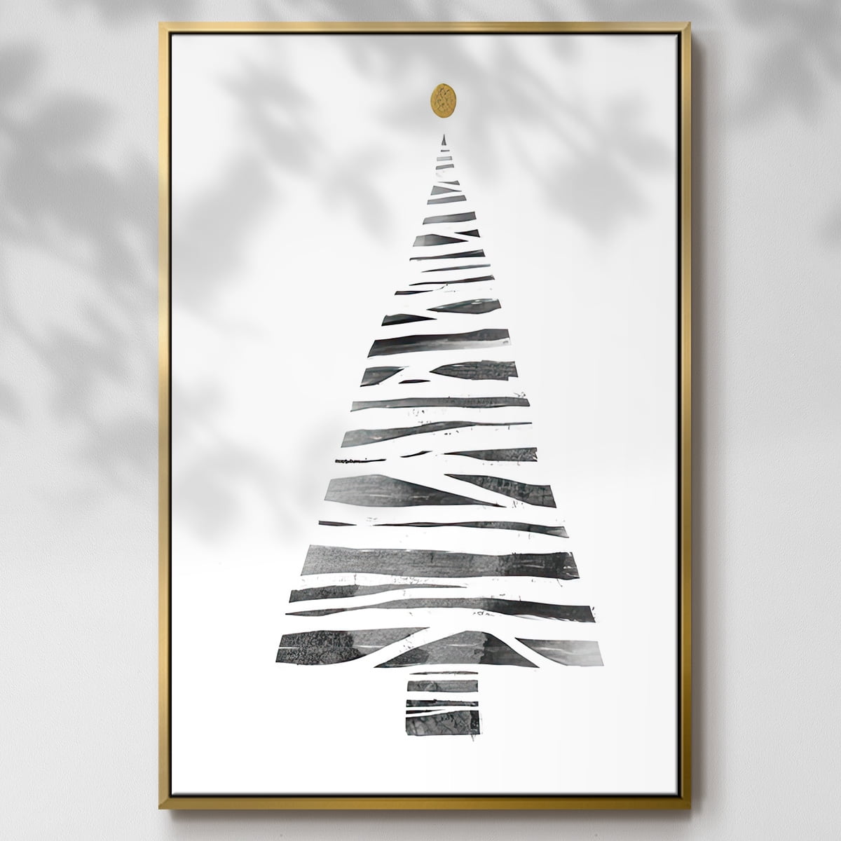 Christmas Tree I - Framed Gallery Wrapped Holiday Canvas - 17 x 25 - Gold Frame
