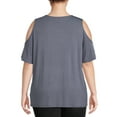 thumbnail image 3 of Terra & Sky Women's Plus Size Cold Shoulder T-Shirt, 3 of 5