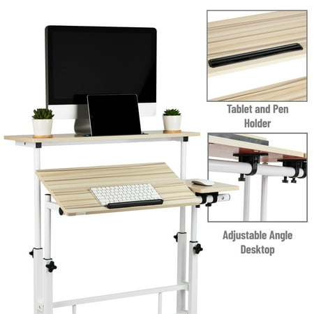 Mind Reader - 2 Tier Sit and Stand Desk XL - White