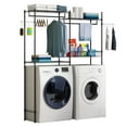 thumbnail image 7 of Kselythan Over Washer and Dryer Shelves,57.4" W Heavy Duty Laundry Room Storage Organization Clothes Drying Rack,Height Adjustable Towel Racks with Hamper and Hooks,Space Saving Shelf, 7 of 7