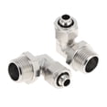 thumbnail image 1 of Conexiones de aire únicas Push para conectar accesorios de aire 3/8" 90 grados unión rápida de línea de aire de cobre niquelado 3/8" BSPT 2 piezas tono plateado, 1 of 1
