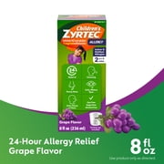 Childrens Zytec Liquid Allergy Syrup, Free of Dyes, Sugar, Alcohol, Grape Flavor, 8 fl. oz