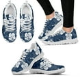thumbnail image 1 of Zapatillas de deporte de diseño de plantas tropicales hawaianas para mujer, zapatos con estampado de hojas de palma de hibisco, zapatos casuales azules, zapatos, 1 of 6