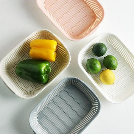 

Drain Basket Double-layer Plastic Vegetable Wash Basin Multifunctional Kitchen Drain Basket Household Fruit Basket White