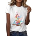 thumbnail image 3 of Blusa de manga corta de verano con cuello redondo para mujer a la moda, camisetas con estampado informal Fridja hjk3439, 3 of 7