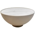 thumbnail image 5 of First of a Kind Modern Drum Bowl Coffee Table - Round Shaped Coffee Table – Modern Decorative Tables - Tabletop for Home Decor - Sintered Stone at Top with Microfiber Leather, White, 5 of 6