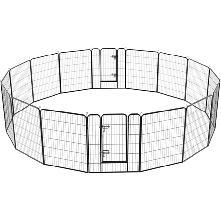 Topeakmart 16 Panels Metal Pet Playpen Dog Exercise Pen Fence Exercise Barrier 39''H Black