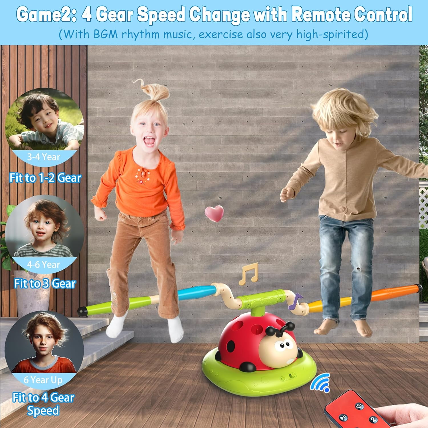 CONUSEA 3-in-1 Musical Jump and Toss Toy Activated Outdoor Toy Yard Game for Kids Ages 3-8