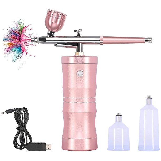 Kit de aerógrafo, minipistola pulverizadora portátil con cepillo de aire y compresor, juego de pintura de acción simple y doble