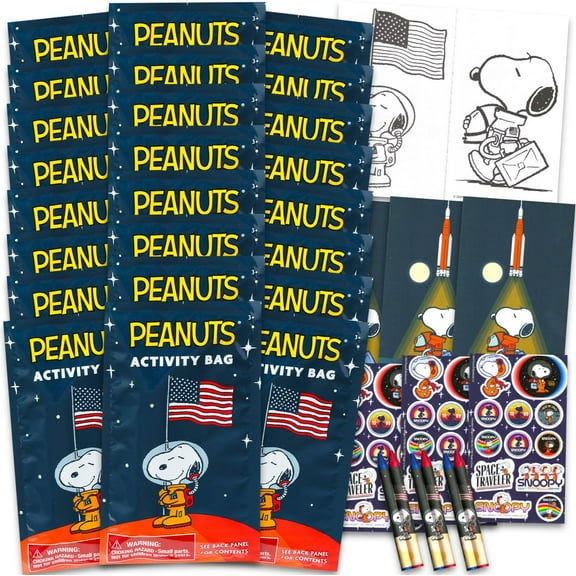 Charlie Brown Mini Party Favors Set for Kids - Bundle with 24 Mini Snoopy Charlie Brown Play Packs with Coloring Pages, Stickers and More | Snoopy Peanuts Birthday Party Supplies