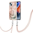 thumbnail image 2 of Case for iPhone 15 Plus, Adjustable Detachable Crossbody Strap Neck Strap Silicone Bumper Marble Painted TPU Ultra Thin Shockproof Protective Phone Case Cover for iPhone 15 Plus, Rosegold, 2 of 7
