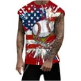 thumbnail image 2 of 4th of July Tanks American Flag Tank Top Men Red White and Blue Tops Mens Tank Top Patriotic Mens Fourth of July Tank Men Casual Fashion Printing Pullover Round Neck Sports Tank, 2 of 5