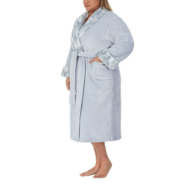 Carole Hochman Women's Long Plush Wrap Robe with Patch Pockets