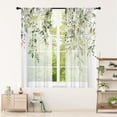 thumbnail image 1 of Spring Summer Sheer Curtains 63 Inches Long 2 Panels, Sage Green Semi Sheer Curtains Light Filtering, Eucalyptus Leaves Textured Drapes for Bedroom Living Room Dining Room, 52" X 63", 1 of 5