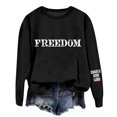 thumbnail image 5 of Womens Long Sleeve Sweatshirts Patriotic Freedom Letter Graphic Round Neck Pullover Blouses Fall Winter Comfy Relaxed Fit Tops, 5 of 6